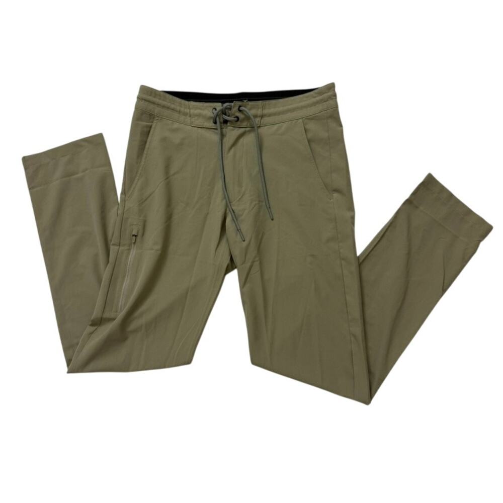 Anetik Mens Tech Pants Sz 28 Khaki Beige Analog Lightweight Breathable Stretch